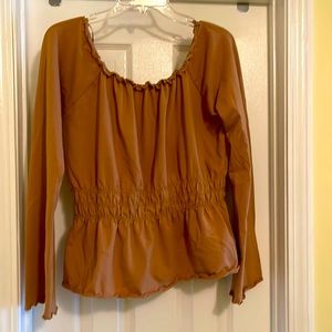 Off the shoulder soft suede with bell sleeves